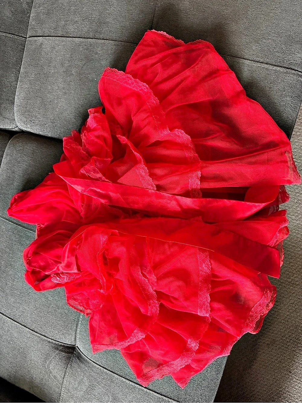 Red Ruffle Party Dress - Picture 6 of 7